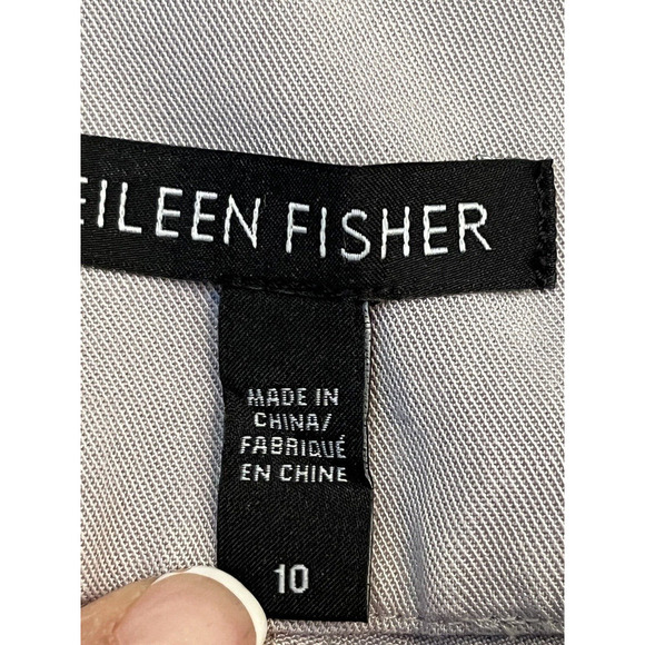 Eileen Fisher Women's Size 10 Gray Flat Front 100% Tencel Zip Up Pants - Picture 2 of 10
